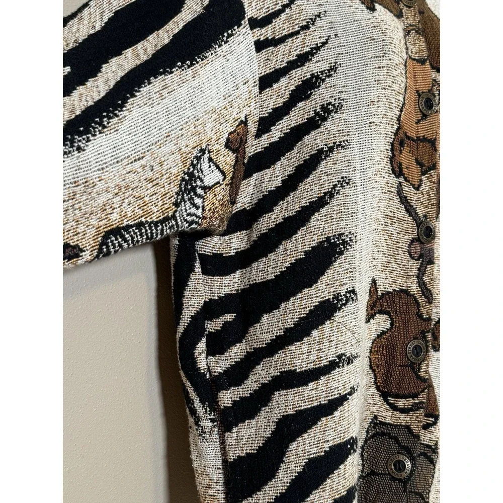 Vintage Sugar Street Women M Cotton‎ Weavers Animal Print Safari Tapestry Jacket